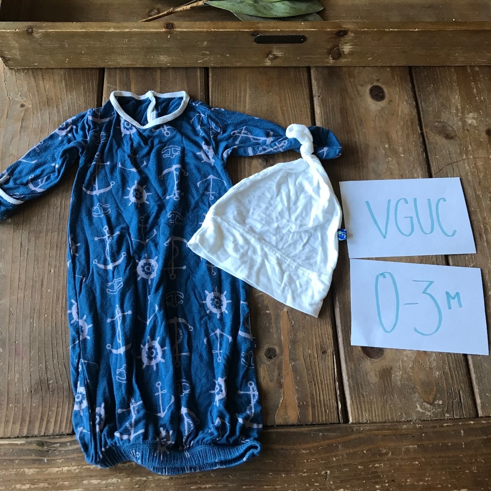 Kickee Pants sleeper and hat combo 0-3M